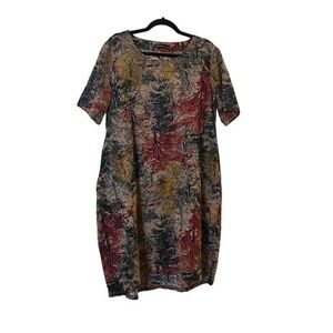 Zanzea Collection abstract tree print 100% cotton short sleeved scoop neck dress